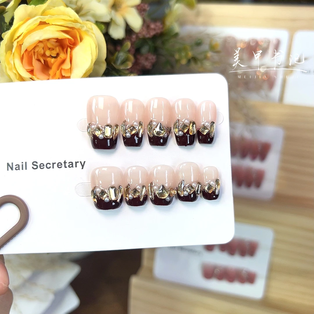 【新年香槟】Simple Advanced纯手工穿戴甲反复佩戴美甲贴