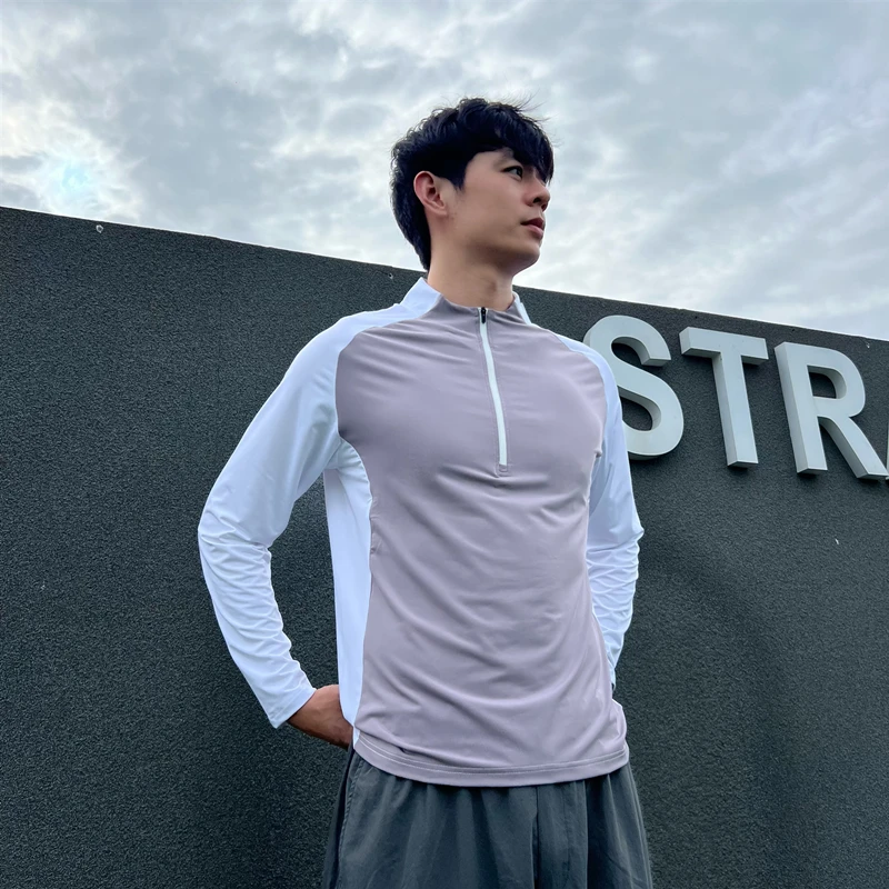 半拉链立领高弹YKK户外跑步运动卫衣速干衣T恤长袖健身投篮训练服