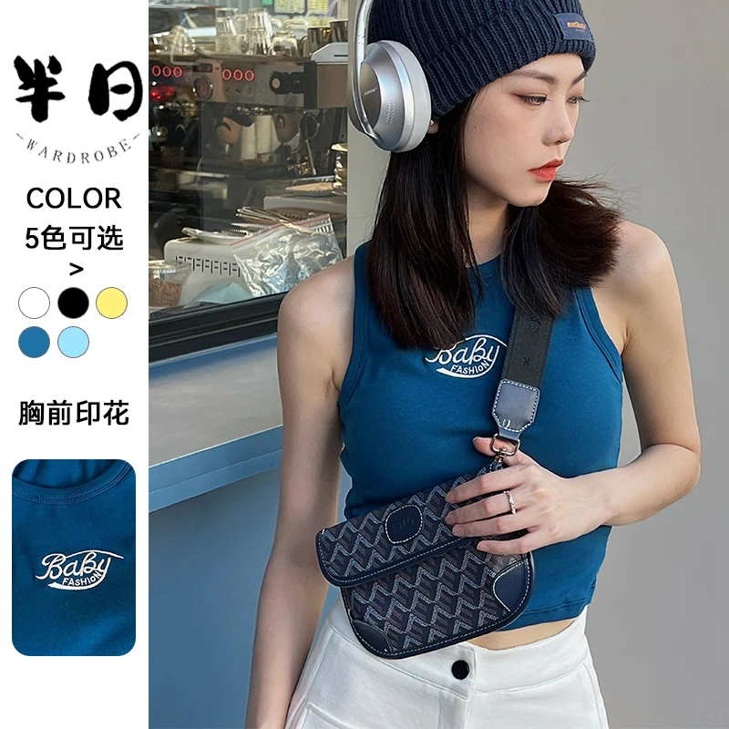 运动背心刺绣字母工字一体杯上衣女速干显瘦健身透气瑜伽服小背心