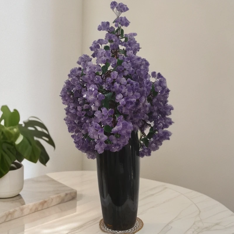 【卓越轻奢原创】三阳开泰陶瓷天然紫水晶摆件乔迁办公家居纯手工