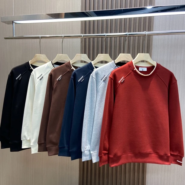 冬季男士圆领假两件88518时尚潮流简约百搭刺绣字母长袖加绒卫衣