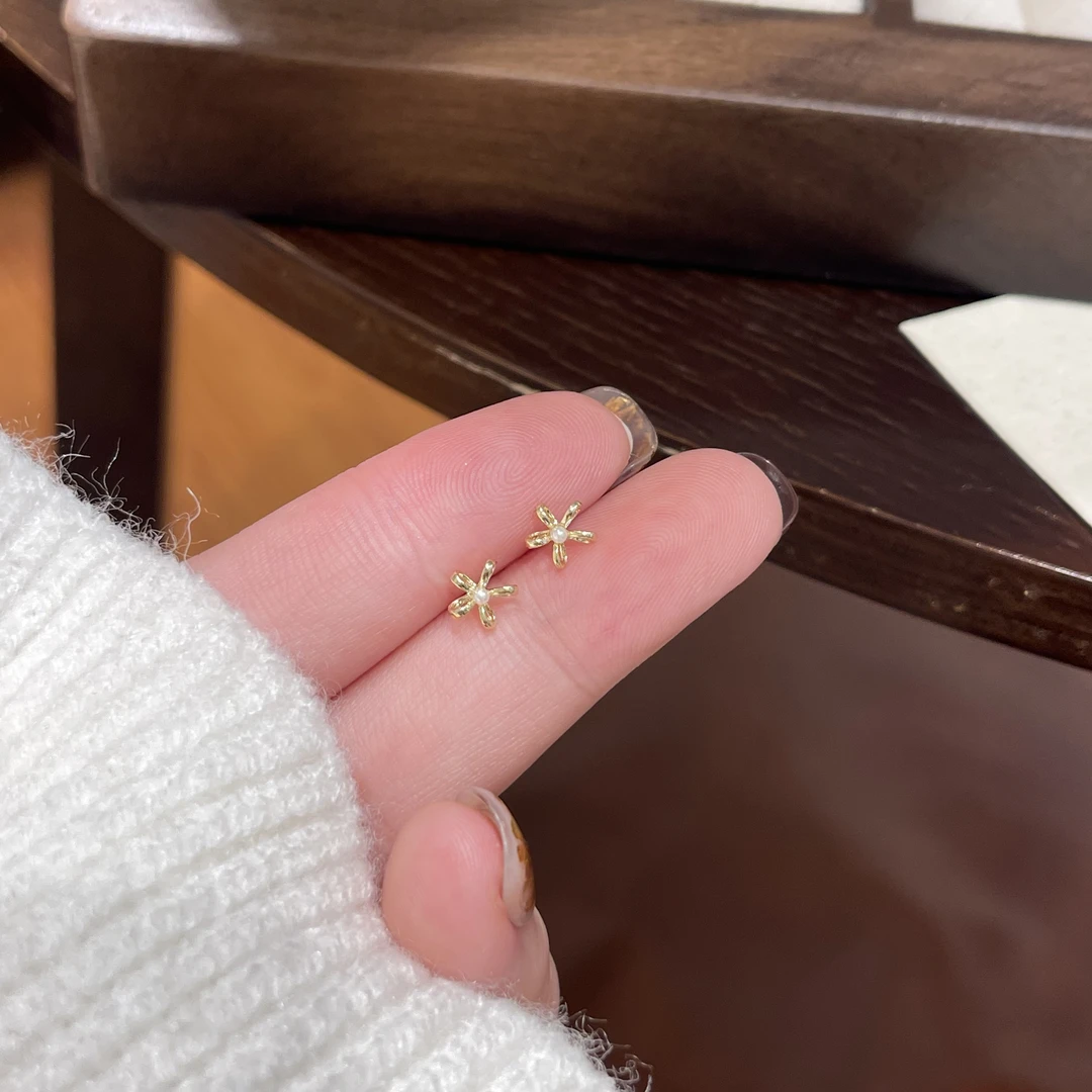 925银针耳饰 P162花朵简约耳钉一对高级气质