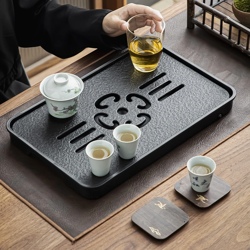 仿乌金石茶盘功夫茶具小茶台茶托盘排水式干泡台简约蓄水式储水盘