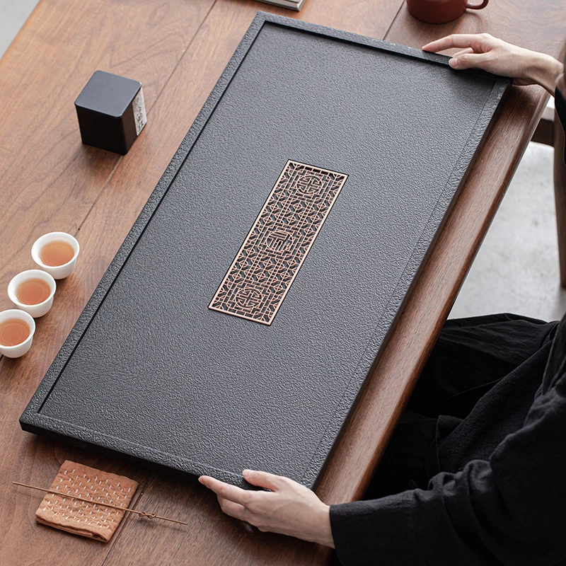 仿乌金石茶盘家用现代简约石头茶台大小号石材茶海茶具