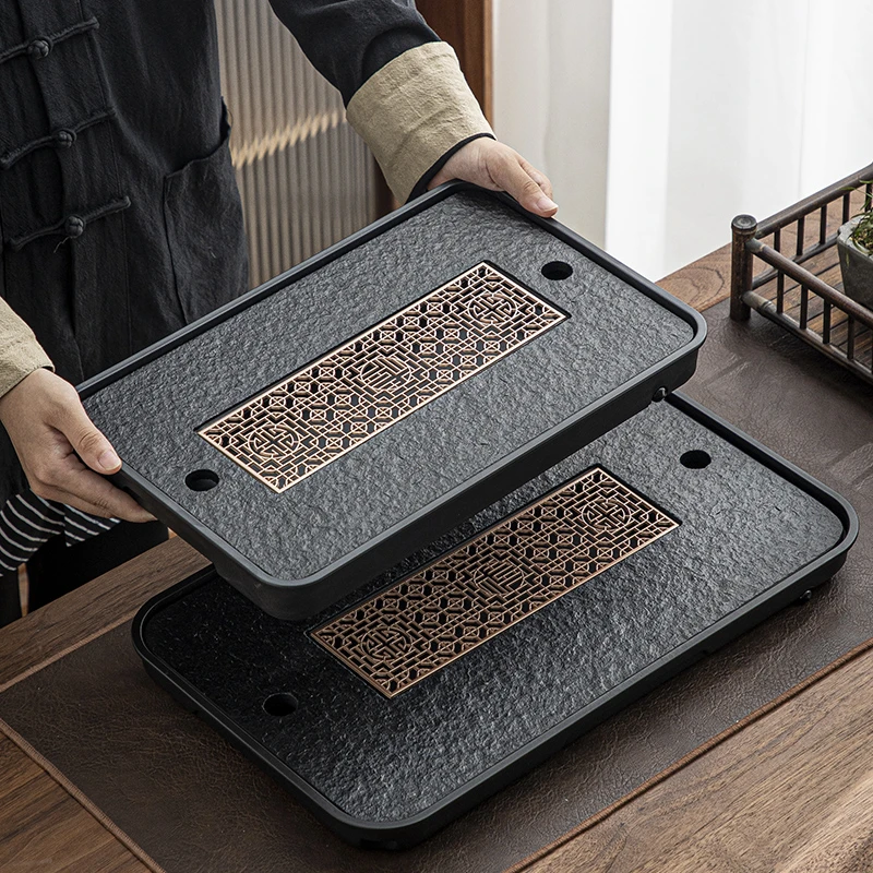 【每人一件】仿乌金石茶盘家用小型现代简约干泡台茶台茶具套装商品图