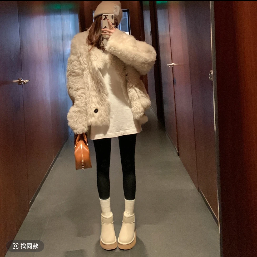 冬季加绒雪地靴女时尚厚底防水防雨软底韩版皮面短靴6088