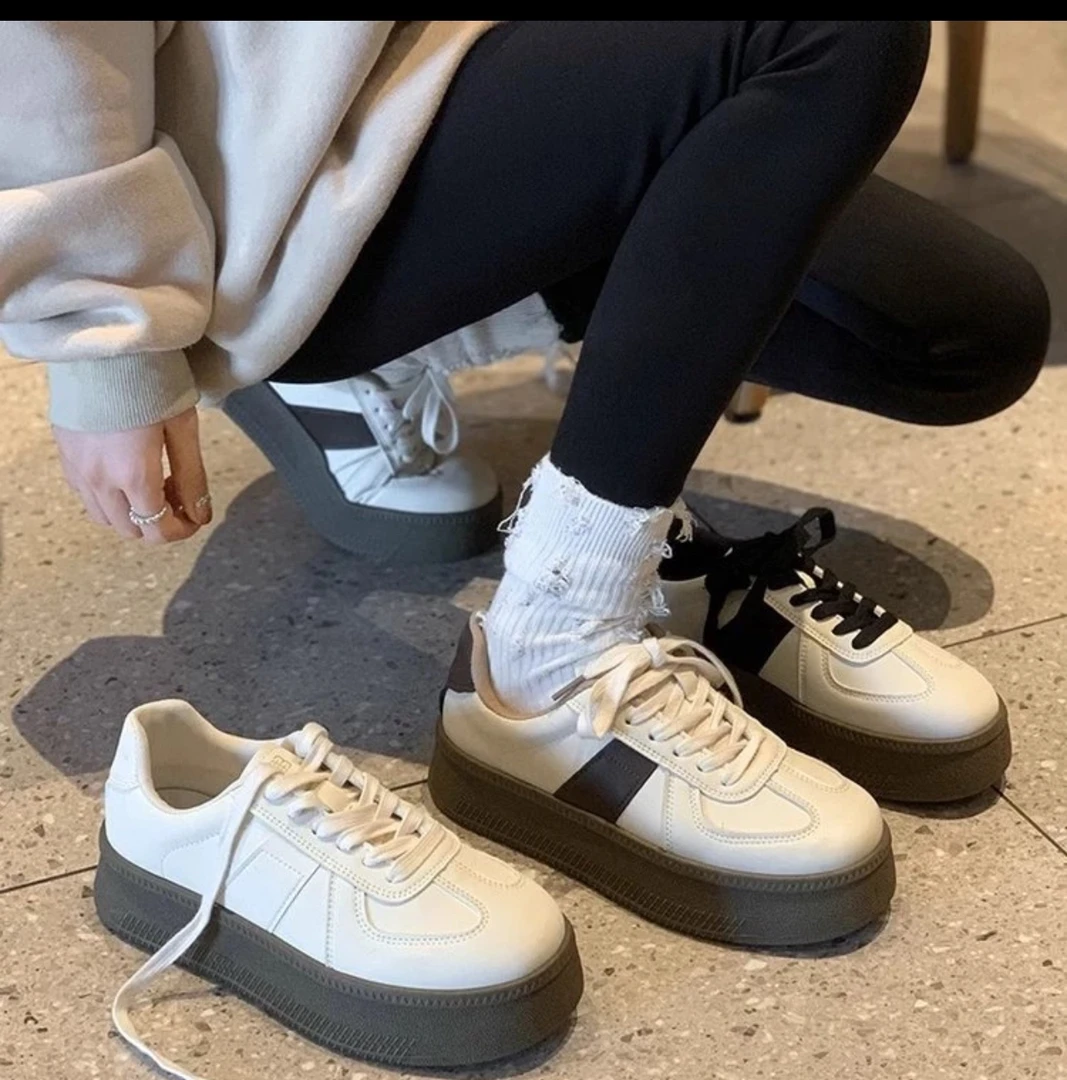 爆款复古德训鞋女款年秋季新款休闲百搭小白鞋厚底显脚小板鞋995