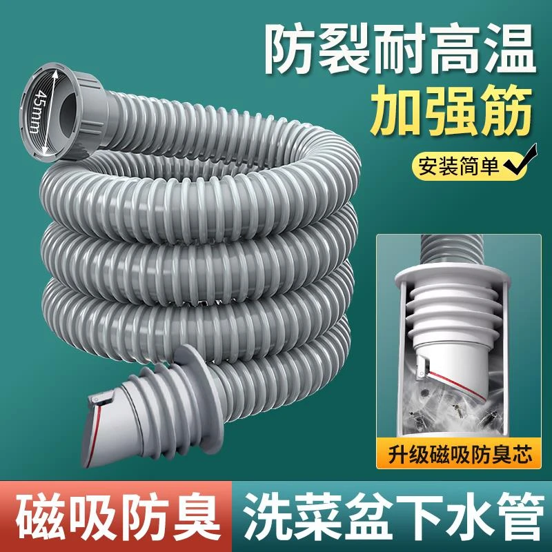 厨房洗菜盆下水管配件拖把池排水管防臭神器加长洗碗池出水槽软管