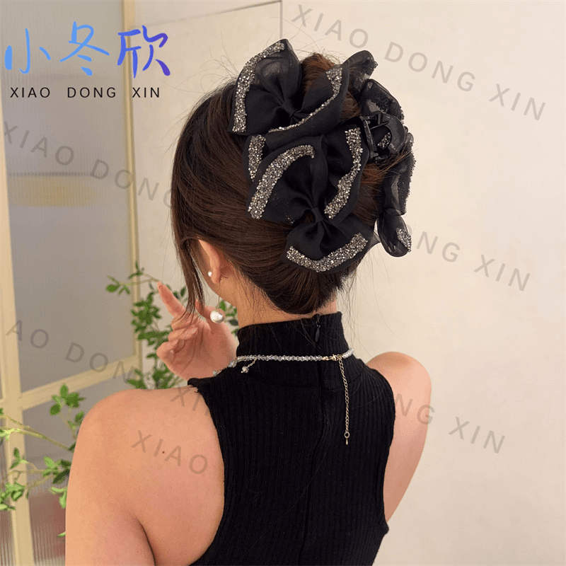 澳黛丽赫本高颜值爆款轻奢百搭抓夹简约时尚鲨鱼夹闪钻蝴蝶大抓夹