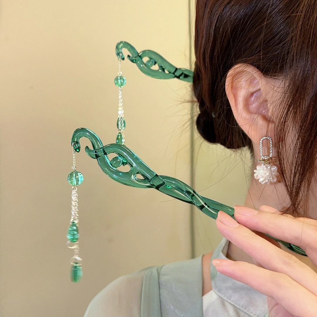 新中式白蛇缘起发簪同款簪子青蛇高级流苏旗袍发钗古风百搭发饰