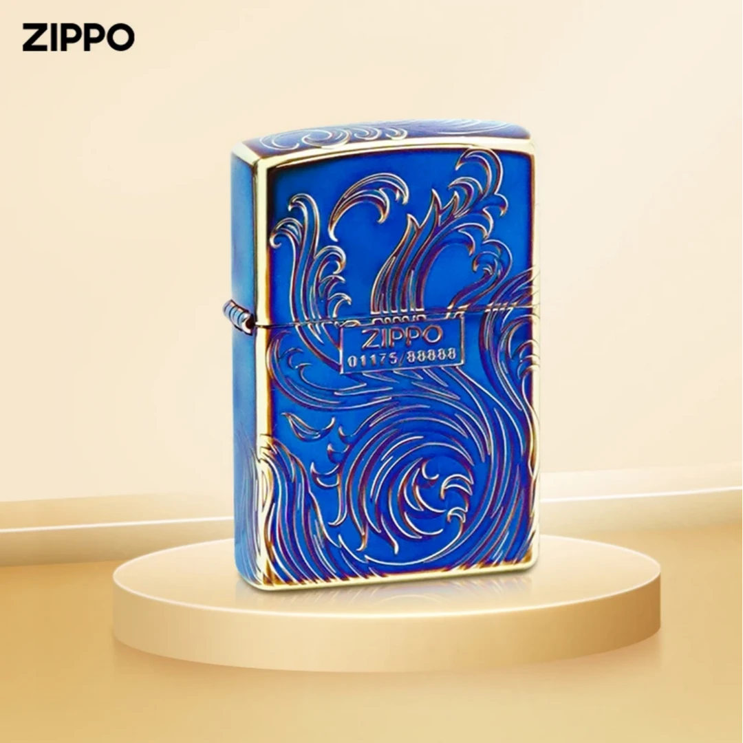 ZIPPO打火机正版熏金烤蓝千秋纹个性送礼收藏防风打火机