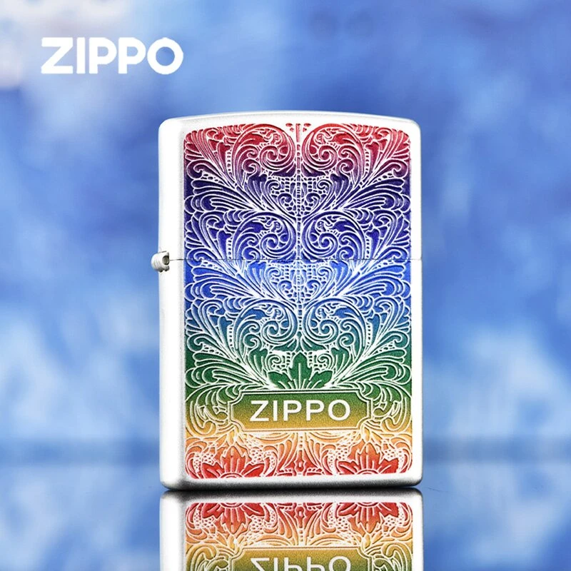 zippo正版打火机镀银心愿唐草创意雕刻防风火机男士送礼
