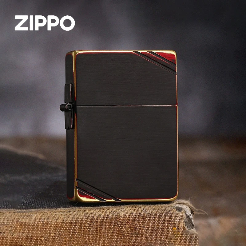 打火机zippo原装正品  红与黑切角1935复刻炭烧收藏男正版防风