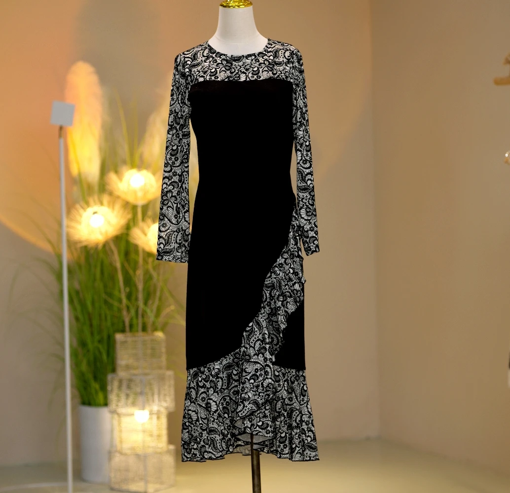 德绒高定时尚气质减龄连衣裙  2410145