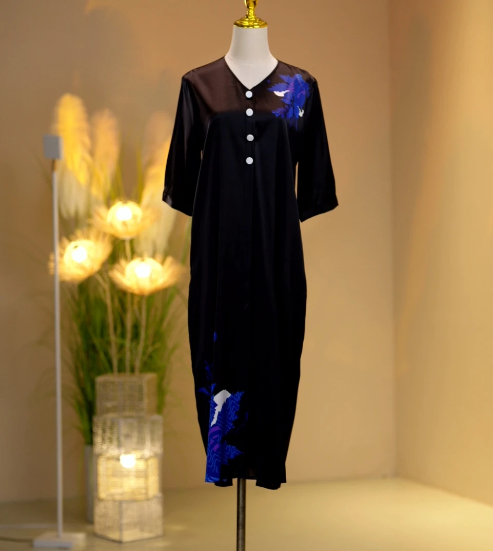 桑蚕丝高定时尚气质减龄连衣裙2410099