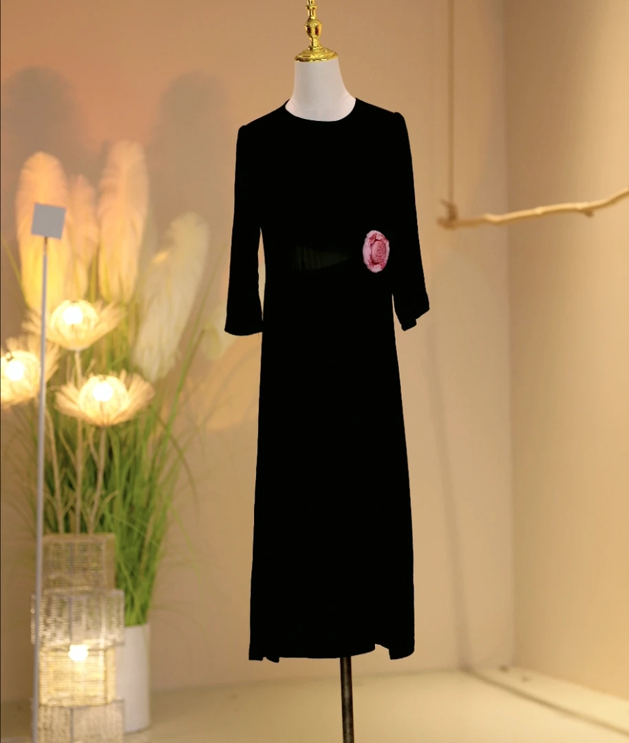 丝绒高定时尚气质连衣裙  2409046