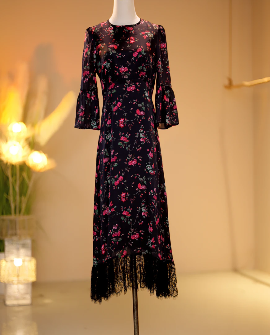 桑蚕丝高定时尚气质连衣裙 2404001