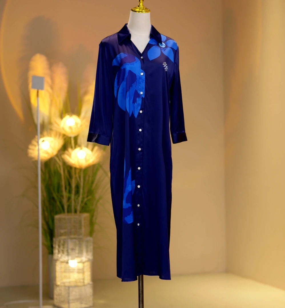 【2026新款】桑蚕丝高定时尚气质减龄优雅连衣裙2410087