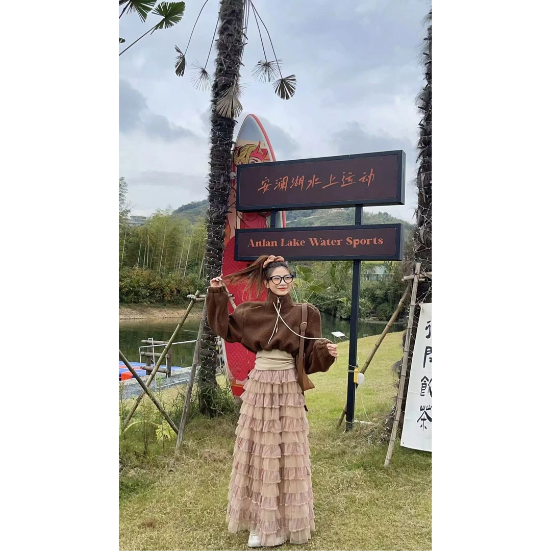 桉桔花花2024  冬季咖啡立领半拉链颗粒绒韩版好看抽绳卫衣