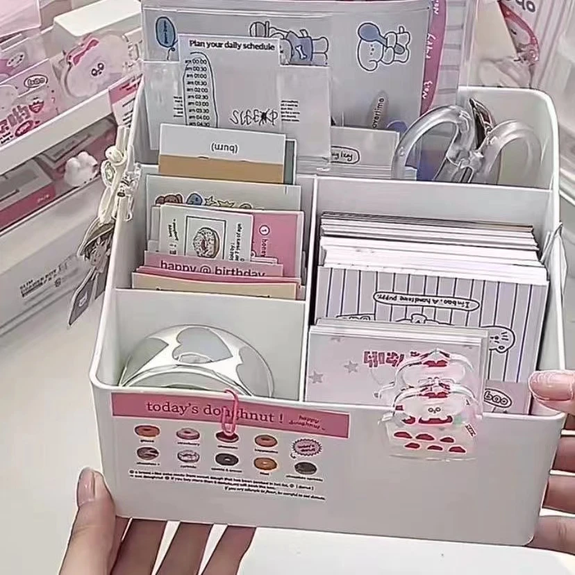 咕卡整理桌面收纳盒ins风便签贴纸多功能大容量储物盒咕卡盘笔筒i