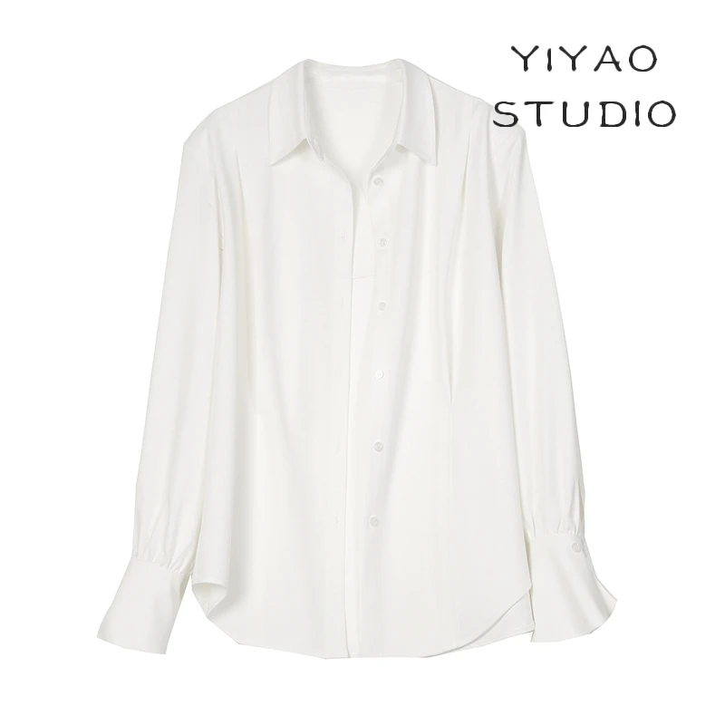 【亦瑶定制】白色恋人 轻奢高端设计感气质休闲白色衬衫  3CADD1639