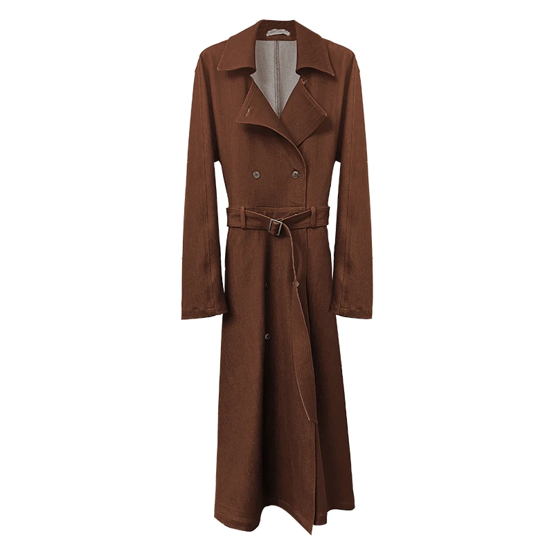 CIZZLEMORE【优雅探戈】收腰连衣裙松紧腰长袖中长款秋冬风衣外套