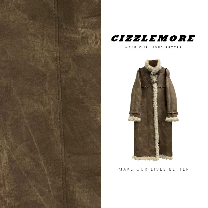 【邂逅】复古皮毛一体仿羊羔毛复合皮长款秋冬立领户外大衣