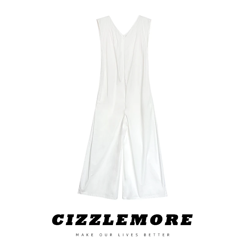 【东方之木】简约自然野生感不规则压褶不挑人无袖阔腿连体裤