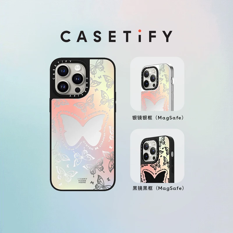 【达人】CASETiFY 幻彩蝴蝶iPhone15/14/13/Plus/Pro/Max镜面手机壳