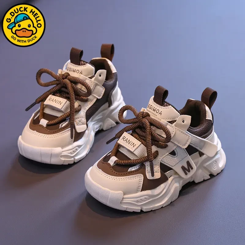 小黄鸭儿童运动鞋2024年秋季新款帅气拼色男童时尚舒适女童老爹鞋