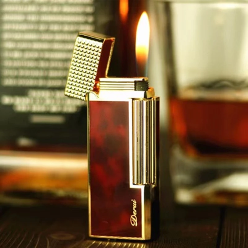 得瑞金属红色窄版刻字砂轮打火机侧打磨轮精雕高端火机高档礼品潮