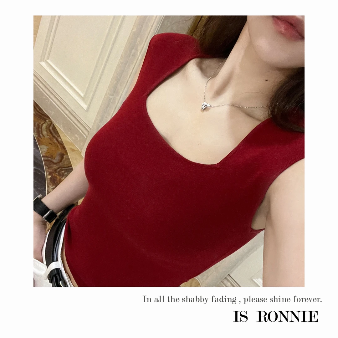 Is Ronnie【一轮玫瑰】桑蚕丝羊毛法式修身落肩新款百搭T恤k2402