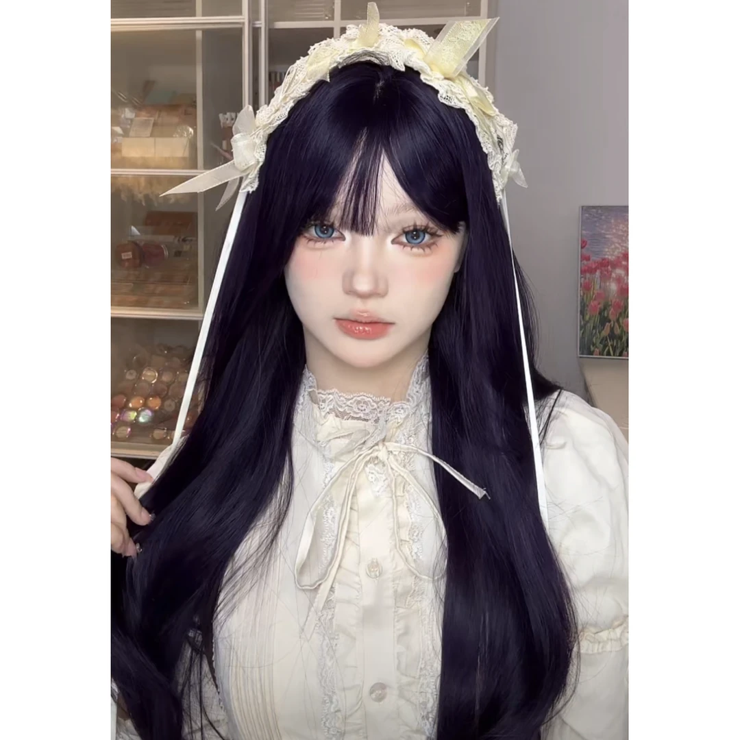 【小亦专属】思丝假发女紫色长直发女士氛围服帖全头套佩戴方便日常