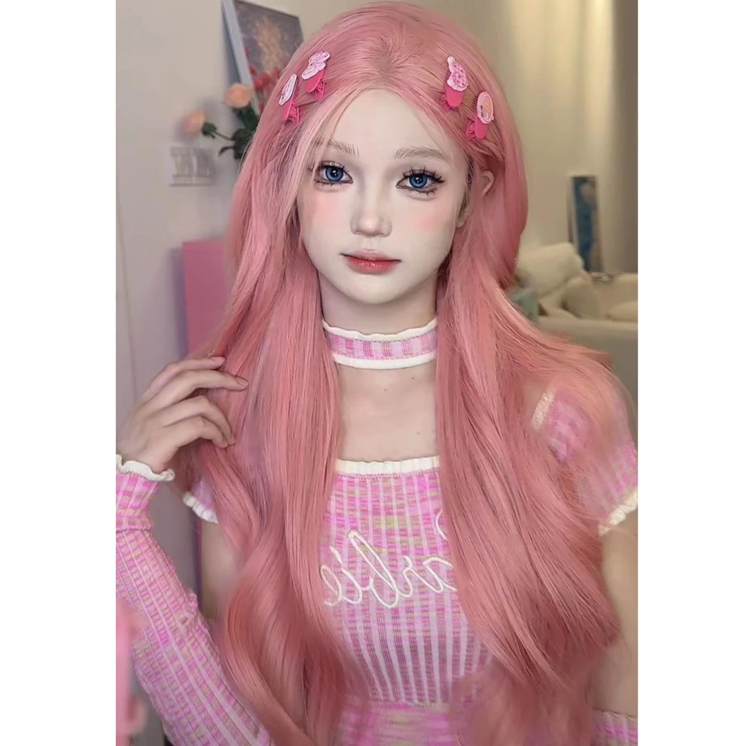 【小亦专属】思丝假发蕾丝款女蔓越莓粉长卷发假发可调节全头套造型