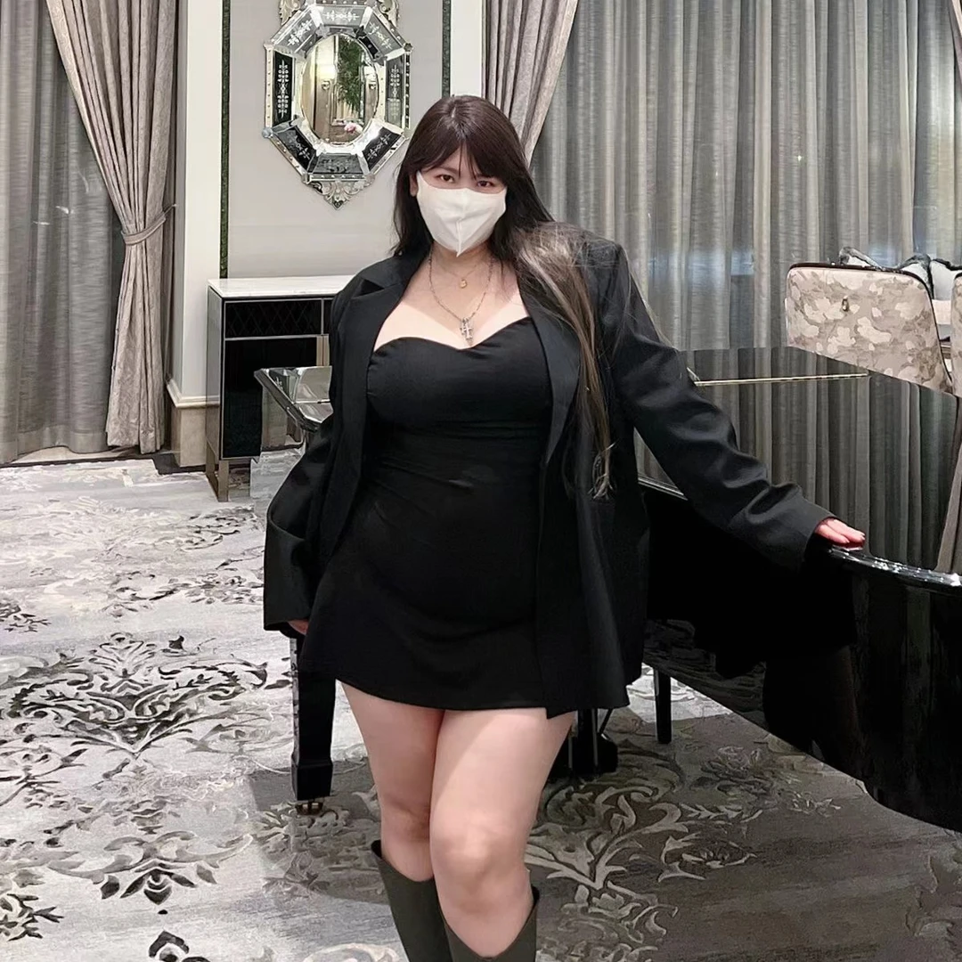 橙橙STUDIO大码西服外套长袖百搭黑色四季时尚休闲宽松辣妹外套