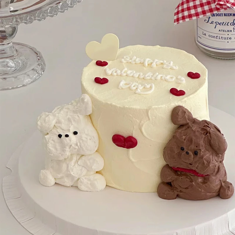 纪念日抱抱熊生日蛋糕定制小狗蛋糕抖音同城附近配送上门男女情侣
