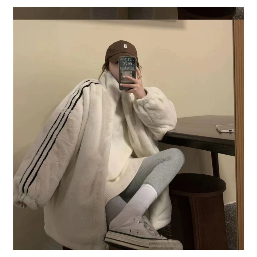 【ARONG阿荣家】毛毛外套07601-白色灰色-F