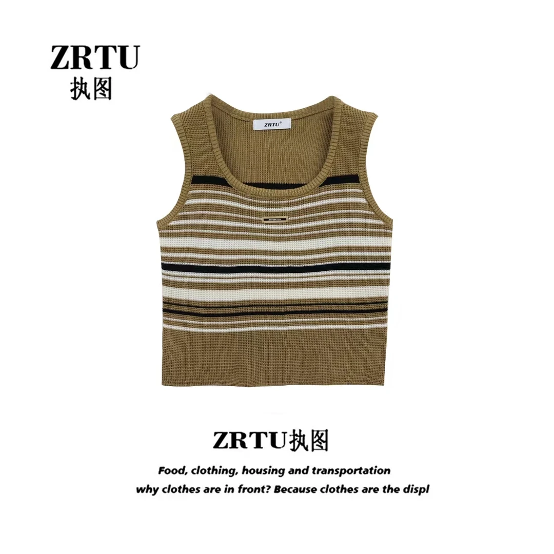 ZRTU/执图（自播）2024年女装新款针织无袖条纹复古时尚背心
