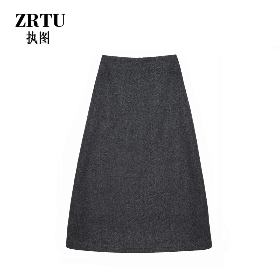 ZRTU执图（自播）2024秋冬半身裙高腰百搭A字裙冬季中长款半身裙