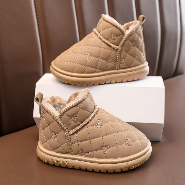 小黄鸭新款儿童雪地靴男女童冬季加厚加绒保暖棉鞋防滑儿童棉靴子