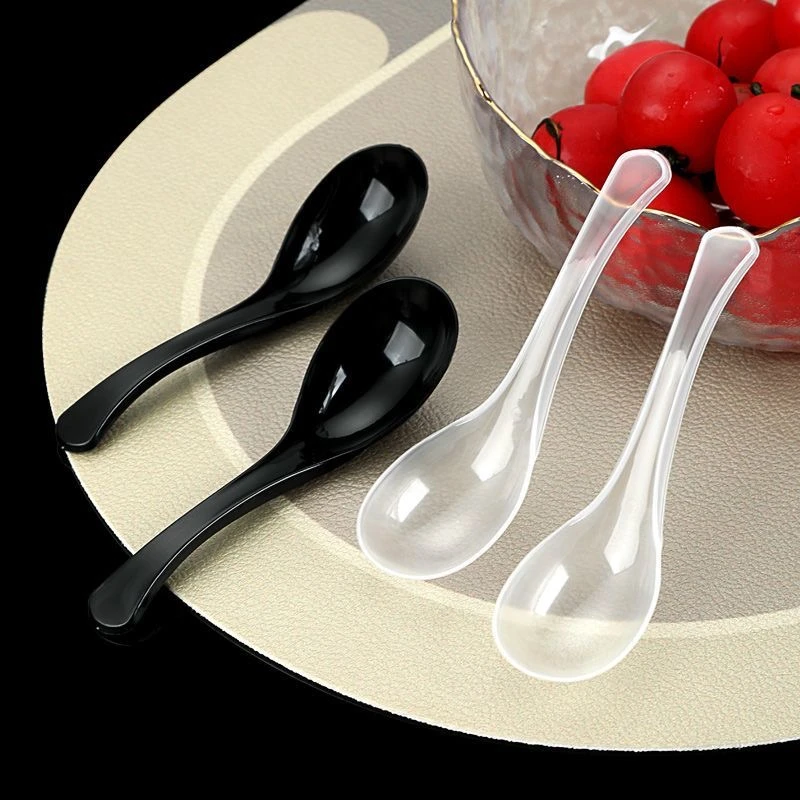 一次性勺子塑料长柄勺外卖打包勺快餐勺大汤勺透明冰粉勺子批发