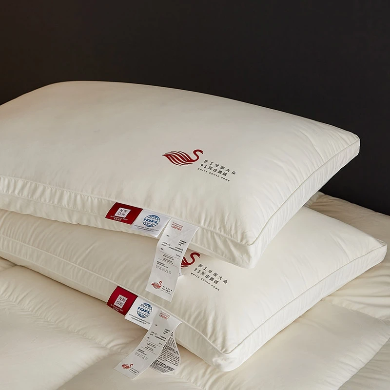 五星级酒店白鹅绒枕头护颈椎助睡眠用羽绒枕芯一只装成人整头男