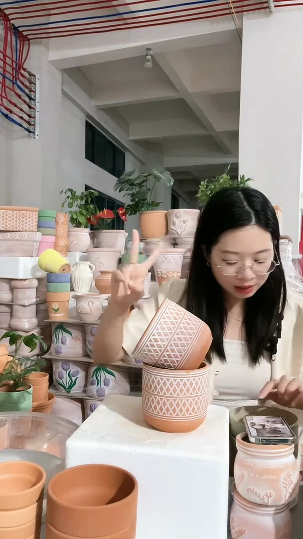 【闪购商品】红陶20CM以下红陶菱形波西米亚口径12高度11【2个】