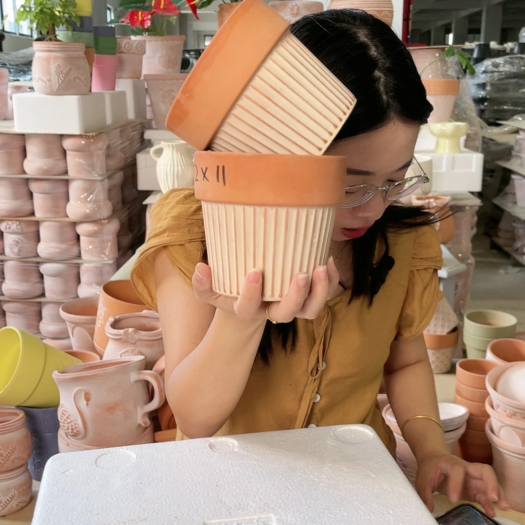 【闪购商品】红陶20CM以下米黄竖条纹12-11（2个