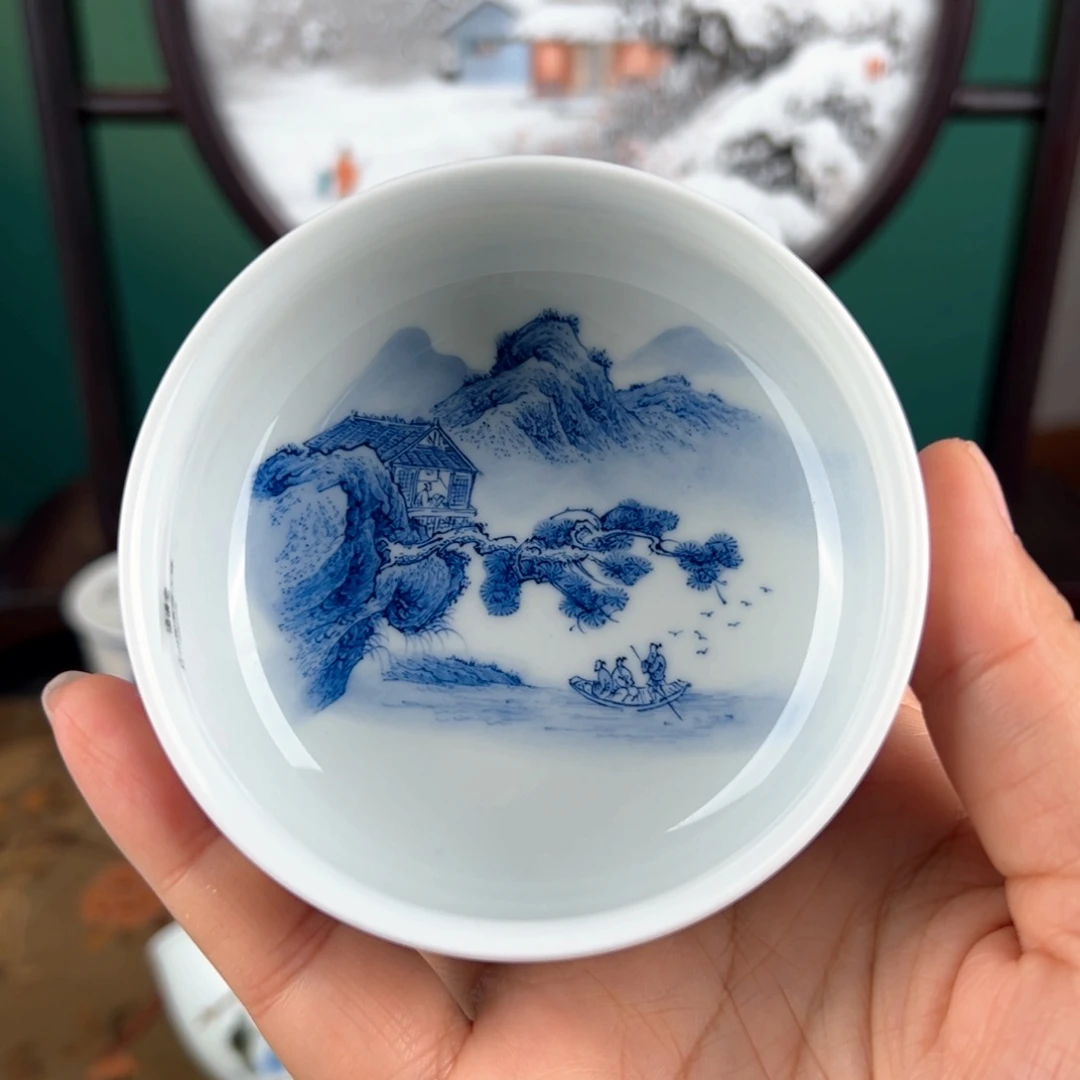 【闪购商品】景德镇全手绘山水炉士杯