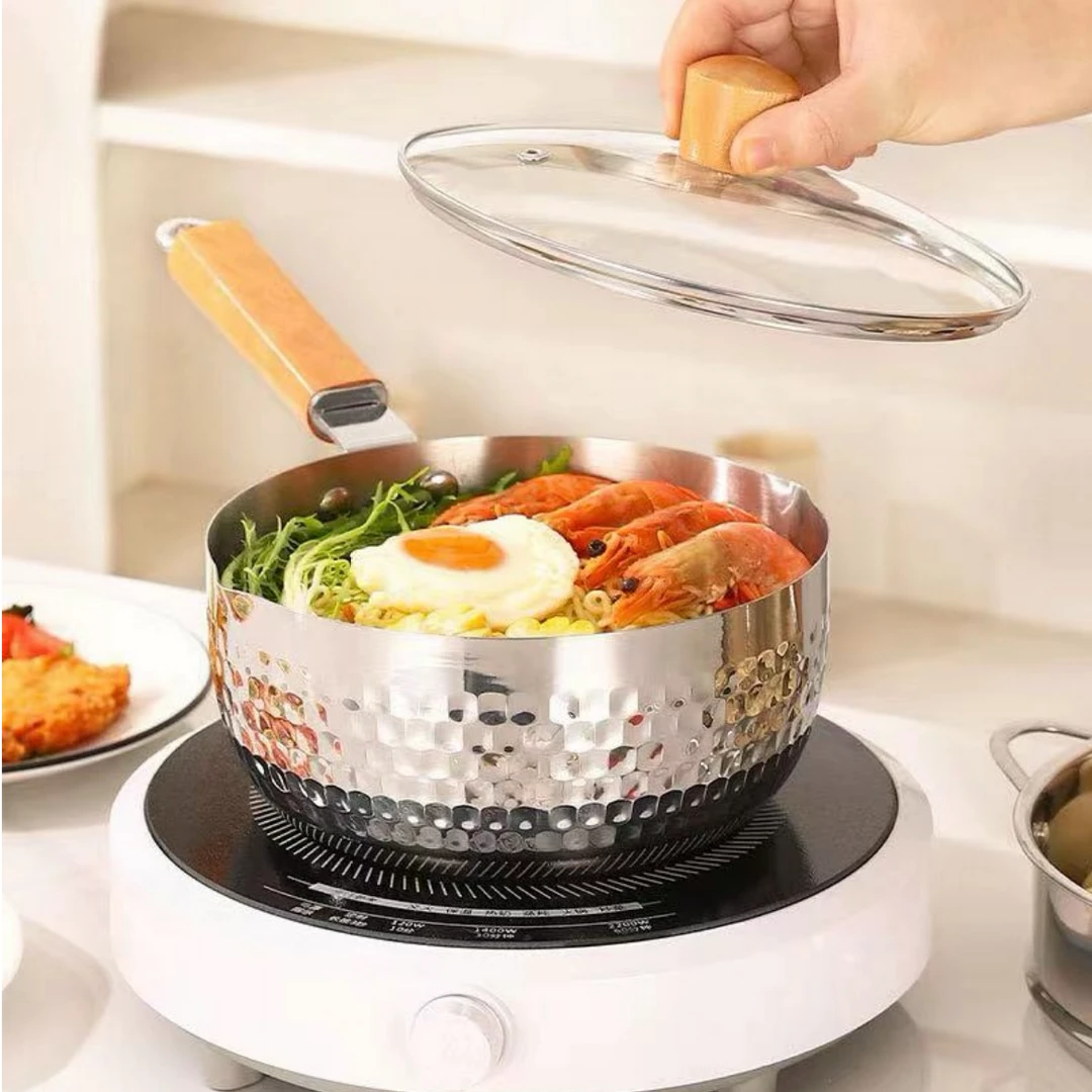 18公分带盖通用无涂层小奶锅泡面锅电磁炉辅食锅多用炖煮加热小锅