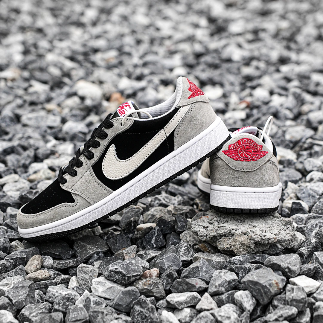 NIKE/耐克【定制球鞋】Air Jordan 1 黑灰低帮运动休闲高定鞋