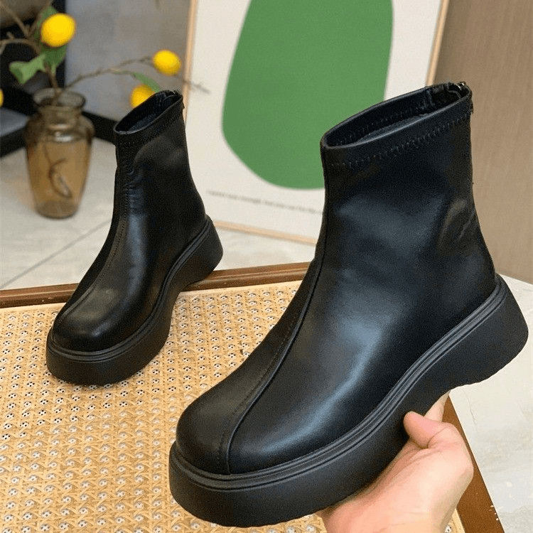 网红马丁靴女增高厚底短靴2023秋冬新款瘦瘦靴切尔西靴时装靴子潮