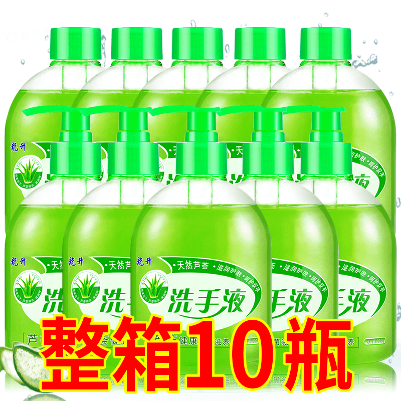 龍升【整箱10瓶】芦荟抑菌洗手液温和滋润清洁清香型儿童家用按压式