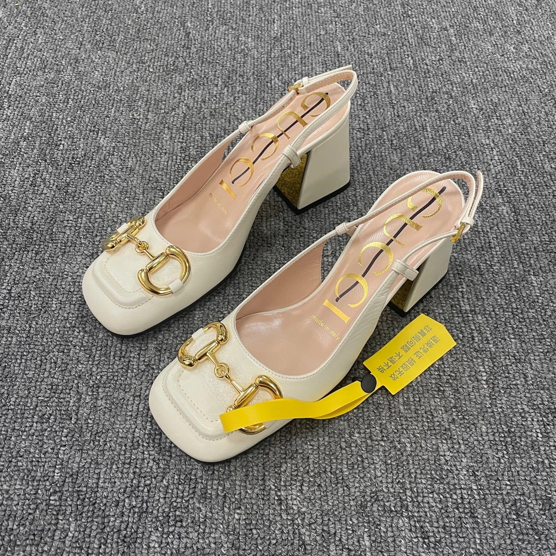 GUCCI/古驰（有盒） 金属饰扣方跟高跟鞋 34.5码/2729